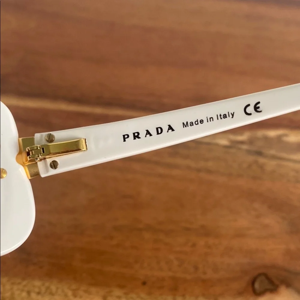 Prada White Sunglasses with Gold Accents - Picture 6 of 6